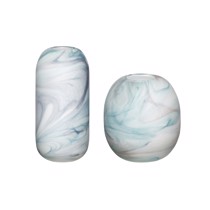 Hübsch glasvaser med marmor-art i hvid/blå