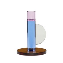 Hübsch lysestage krystal i lysesrød blå og brun