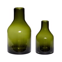 Hübsch vaser i grøn glas 2 stk.