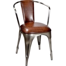 Trademark Living stol i poleret jern og læder